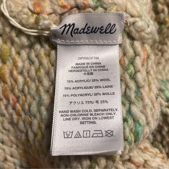 Madewell Chunky Cuffed Beanie Stocking Hat Marled Antique Cream Confetti - Picture 8 of 13